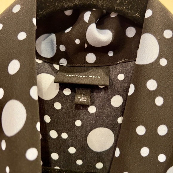 Who What Wear navy blue & light blue polka dots collar creates bow/tie Size L - Picture 3 of 4